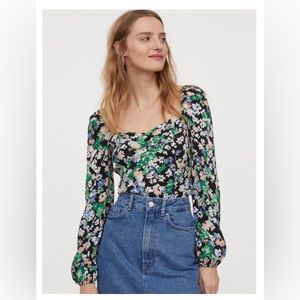 Floral H&M Puff Sleeves Top